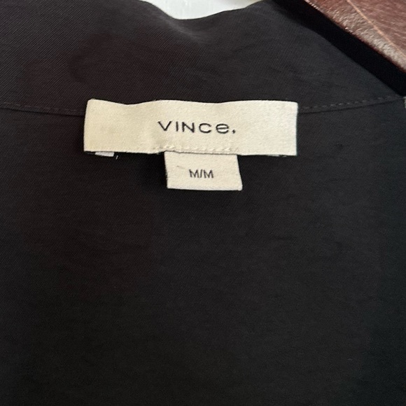 Vince Black Tie Waist Long Sleeve Wrap Front Shirt Dress Size Medium - Picture 3 of 6